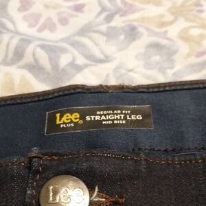 Lee Plus Mid Rise Straight Leg Jeans - Dark Blue 30 W